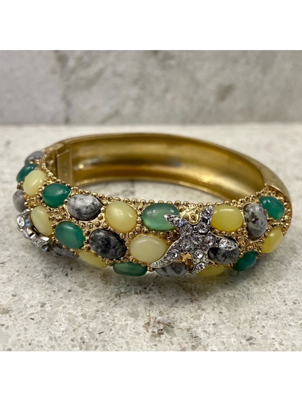 CABI Tide Pool Hinged Cuff Bracelet – Gold Tone Sea Star Rhinestone Statement